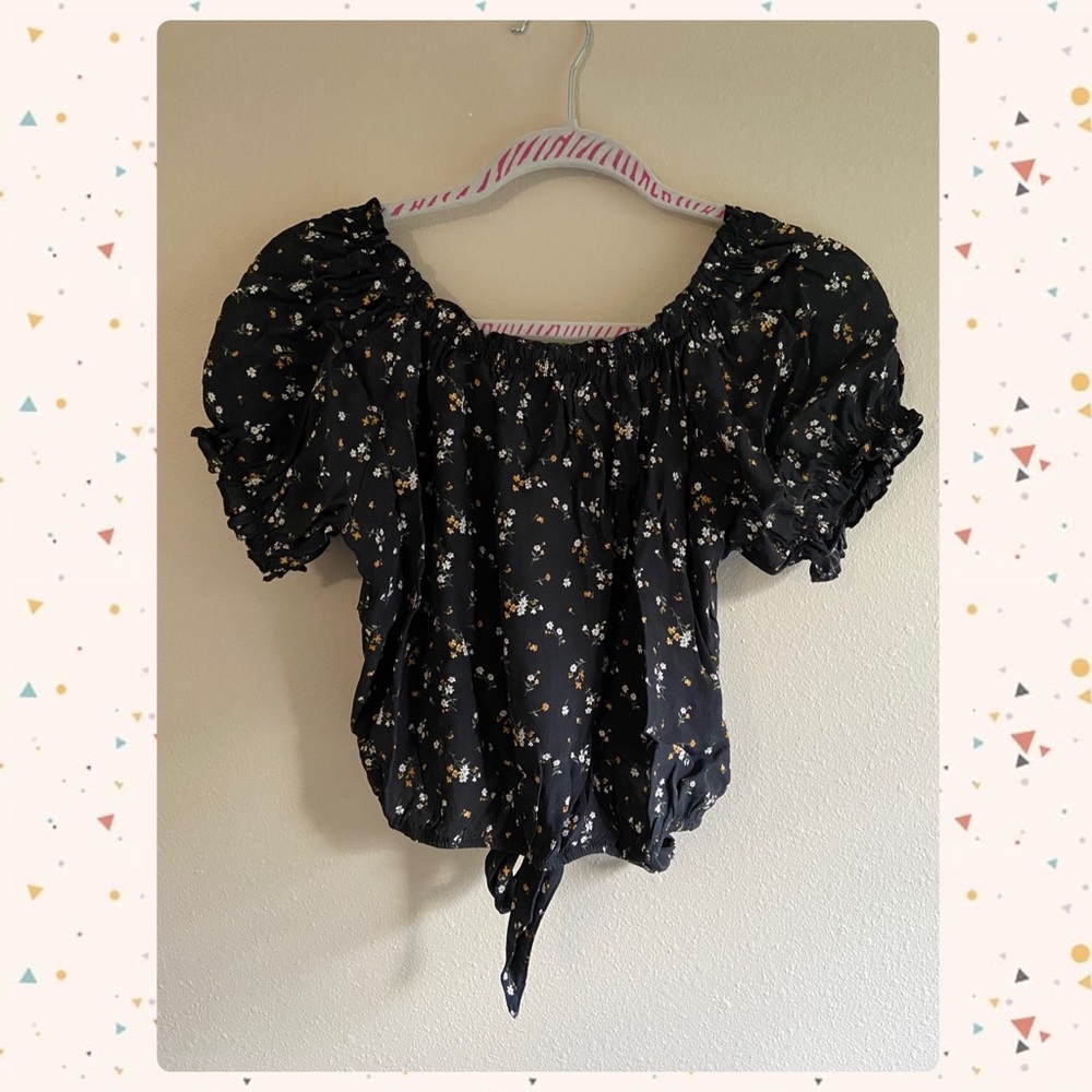 American eagle tie back bubble cropped top in medium